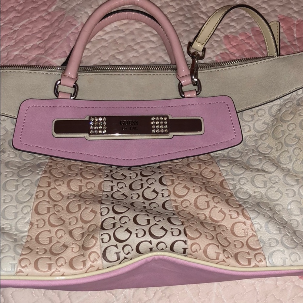 Pink and white Guess Handbag